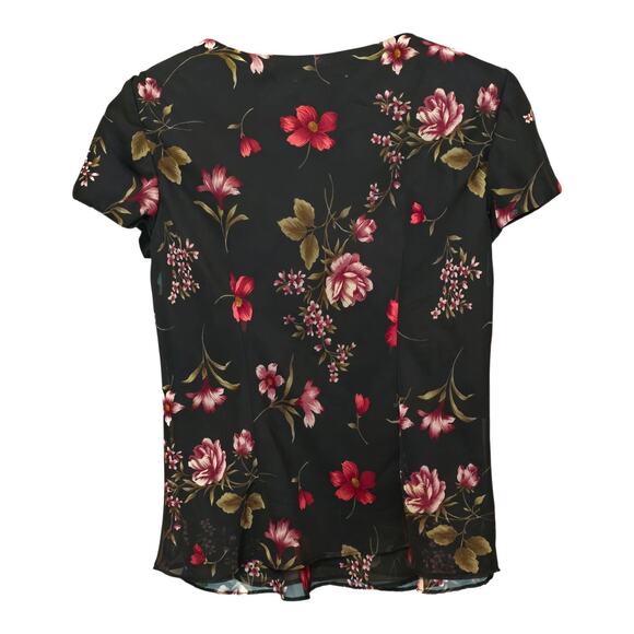 Miss Dorby Vintage Chiffon Dark Floral Top Size 16 Black Whimsigoth Romantic - Picture 2 of 8